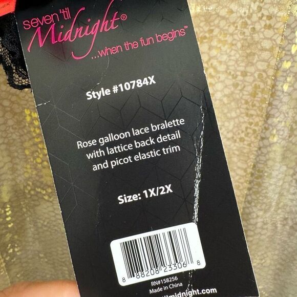 Seven Til Midnight Black Strappy Back Lace Bralette 1X/2X NWT - Picture 4 of 8